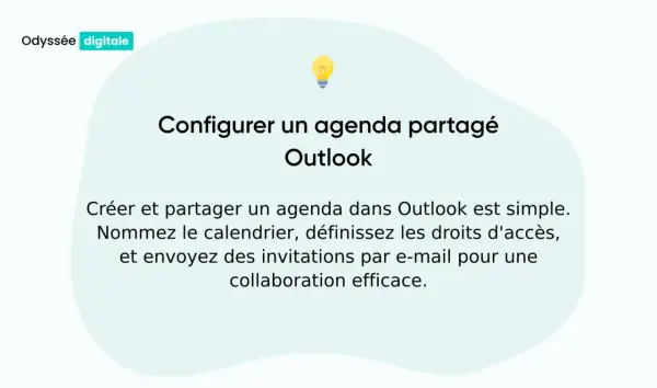 Configurer un agenda partagé Outlook pour une collaboration efficace. Nommez le calendrier, définissez les droits d'accès et envoyez des invitations.